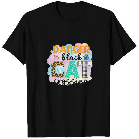 Funny Danger black cats Crossing Graphic Patchwork 1 T-Shirts