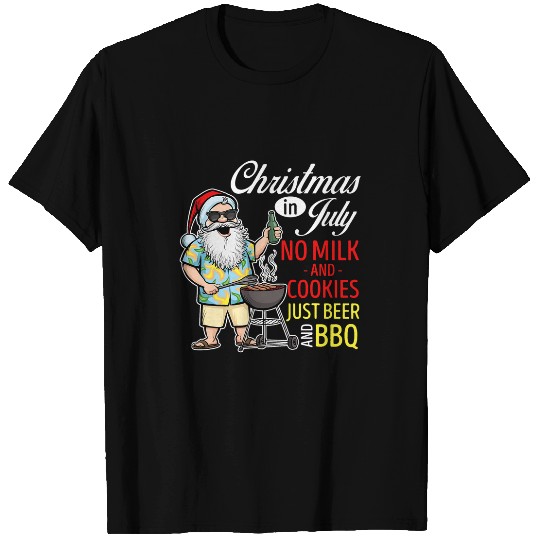 santa in hawaii beer and bbq christmas in july T-Shirts