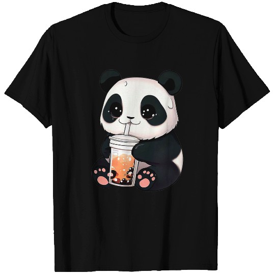 Cute Panda Boba Milk Tea Boy Girl Funny T-Shirts