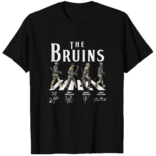 Bruins Walking Abbey Road Signatures Ice Hockey Shirt, Milan Lucic, Brad Marchand, Jeremy Swayman, David Pastrk, Boston Vintage