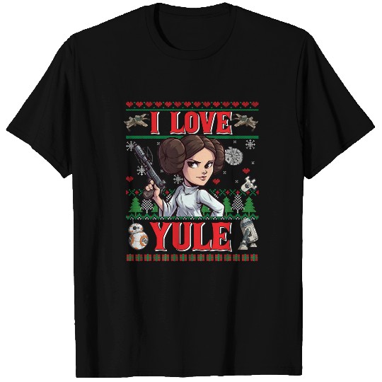 Han Solo And Princess Leia Ugly Christmas T Shirts, I Love Yule I Noel, StarWars Christmas T Shirts, Disneyland Couple Matching T Shirts, Xmas