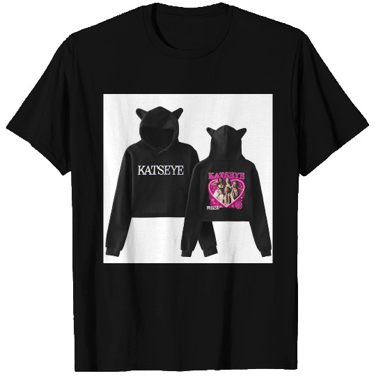 Katseye Funny Print Cropped T Shirts Graphic Cute Cat Ears Crop Tops