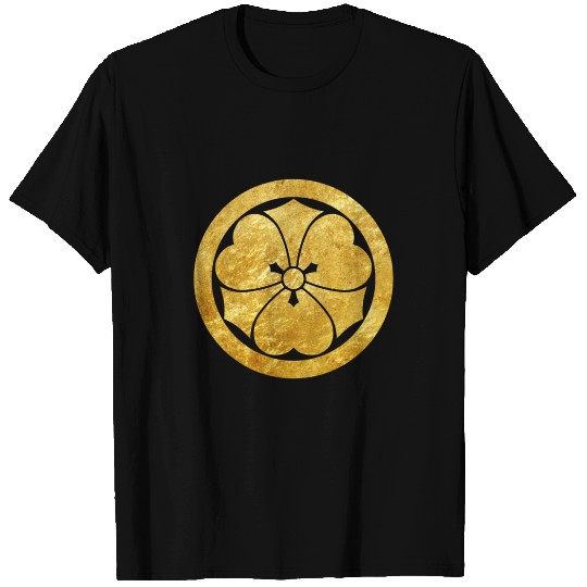 Oriental Sakai Mon Japanese samurai clan faux gold T Shirts