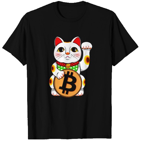 Bitcoin Lucky Cat Maneki Neko T Shirts