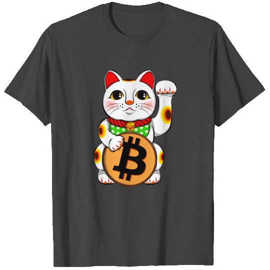 Bitcoin Lucky Cat Maneki Neko T Shirts