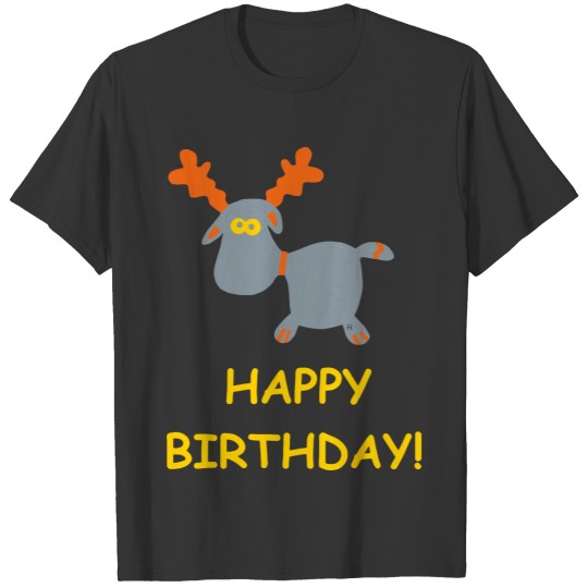Happy Birthday Elk Moose Caribou gift Present Xmas T-shirt