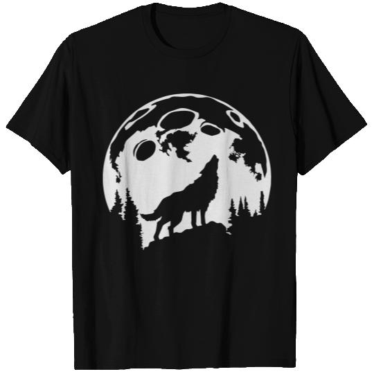 Glow-In-The-Dark Wolf Howling at the Moon T Shirts