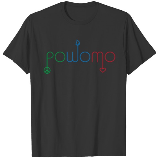powomo 3-color logo peace, fitness, love T Shirts