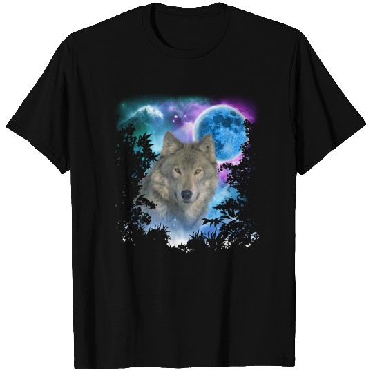 Grey Wolf MidNight Forest T Shirts
