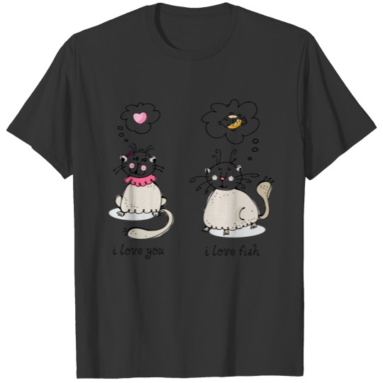 Love you, love face funny cat graphic T-shirt