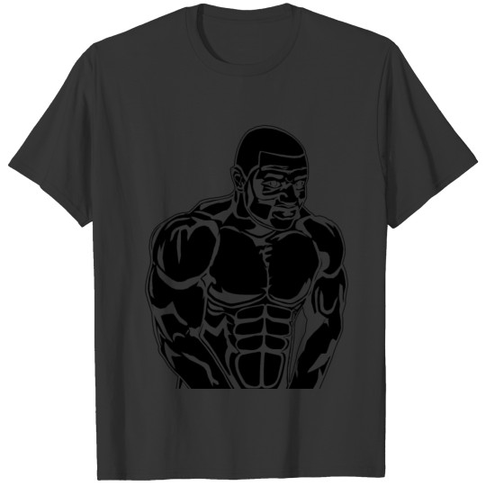 Muscle Man Vector Black T Shirts
