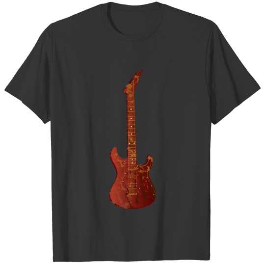 Brown grunge style guitar T-shirt