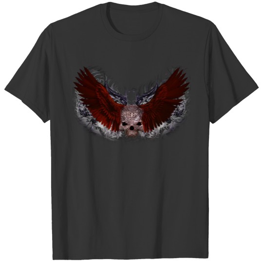 Skull and Wings on Tribal T-shirt