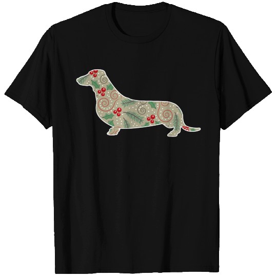 Christmas Holly Dachshund T Shirts