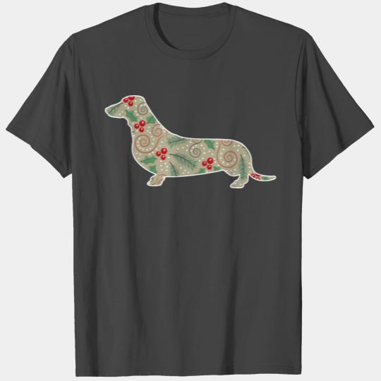 Christmas Holly Dachshund T Shirts