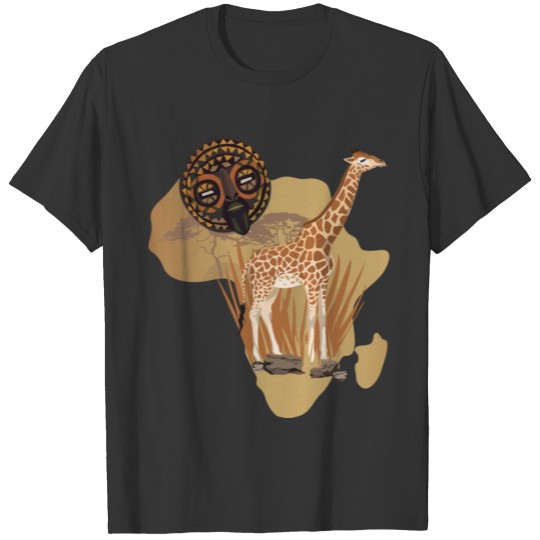 Africa Map Giraffe Mask T-shirt