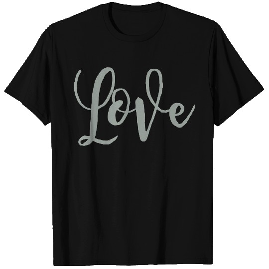 Love_Script Grey T Shirts
