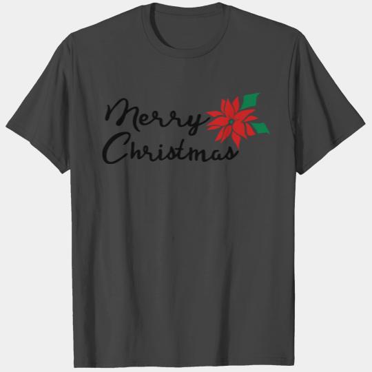 Merry Christmas Poinsettia flower T Shirts