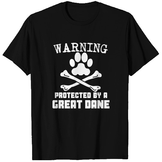 Warning Protected By A Great Dane Funny T Shirts