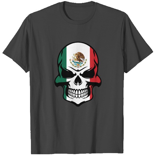 Mexican Flag Skull Cool Day Of The Dead Skull T Shirts