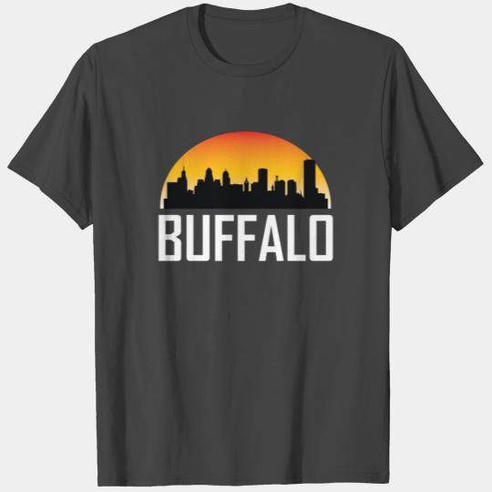 Sunset Skyline Silhouette of Buffalo NY T Shirts