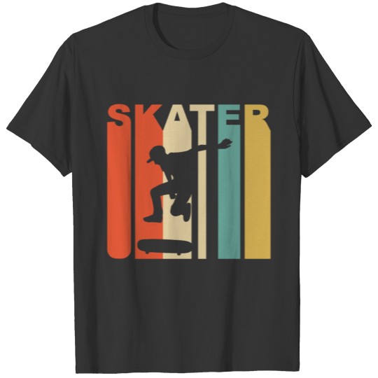 Retro 1970s Style Skater Silhouette Skateboarding T-shirt
