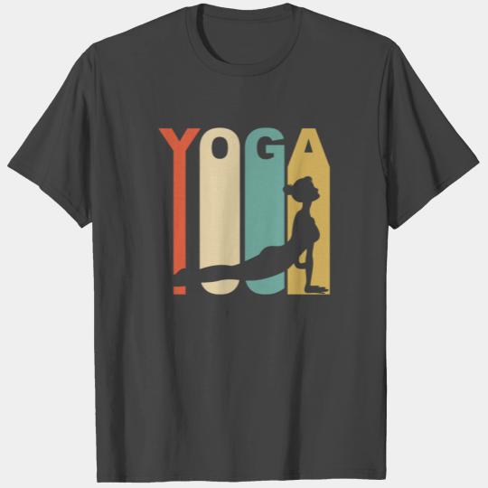 1970's Style Upward Facing Dog Silhouette Yoga T Shirts