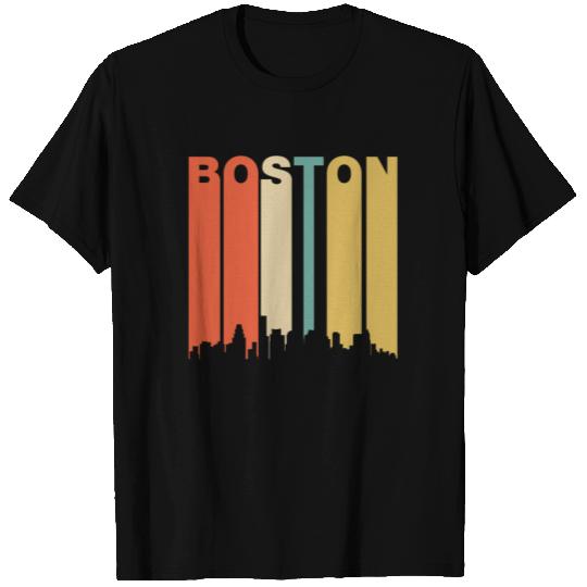 Retro Boston Massachusetts Downtown Skyline T Shirts