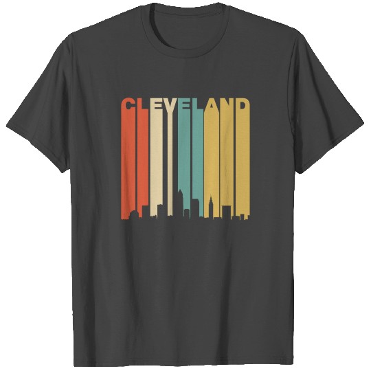 Retro Cleveland Ohio Cityscape Downtown Skyline T Shirts
