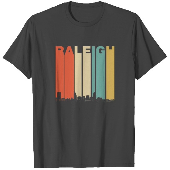 Retro Style Raleigh North Carolina Skyline T Shirts