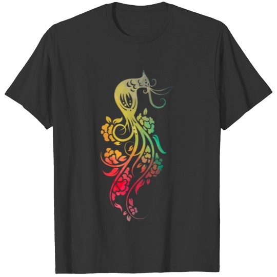 Colorful birds with flowers T-shirt