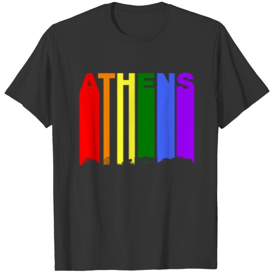 Athens Greece Skyline Rainbow LGBT Gay Pride T-shirt