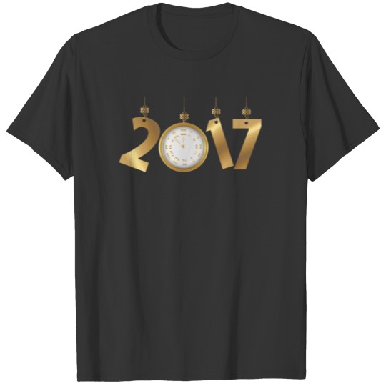 2017 Happy New Years Gold Countdown to Midnight T-shirt