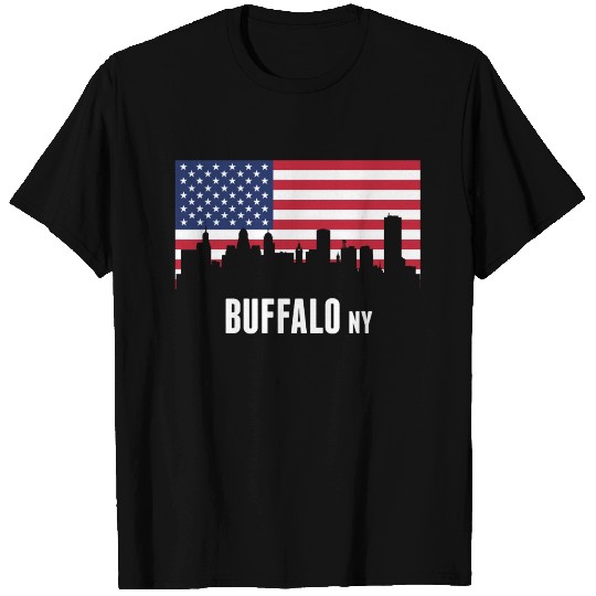 American Flag Buffalo Skyline T Shirts