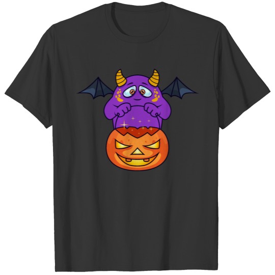 monster devil evil halloween pumkin T-shirt