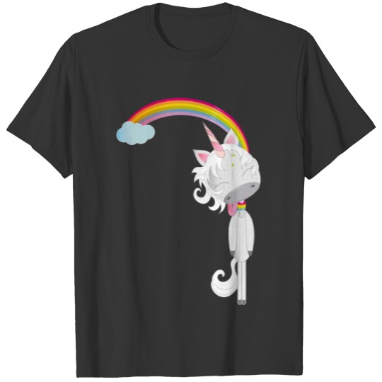 Unicorn hangs on rainbow T-shirt