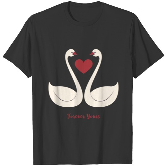 Forever Yours - Love Birds Swan Heart T-shirt
