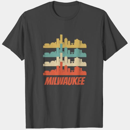 Retro Milwaukee WI Skyline Pop Art T Shirts