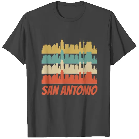 Retro San Antonio TX Skyline Pop Art T Shirts