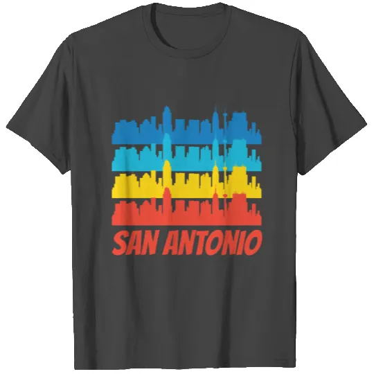 Retro San Antonio TX Skyline Pop Art T Shirts
