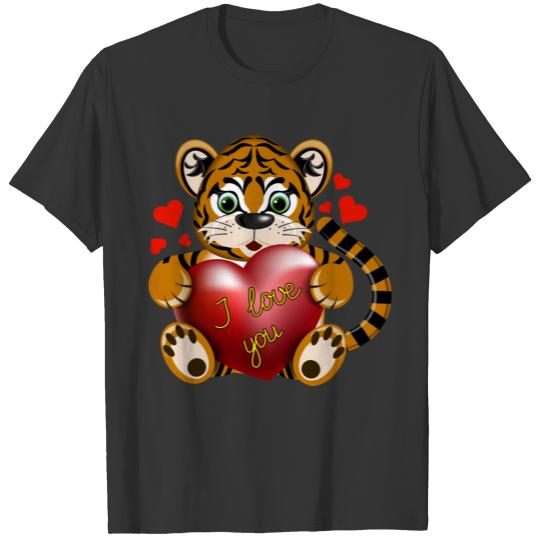 tiger-animal-i-love-you-wild-life-heart T-shirt