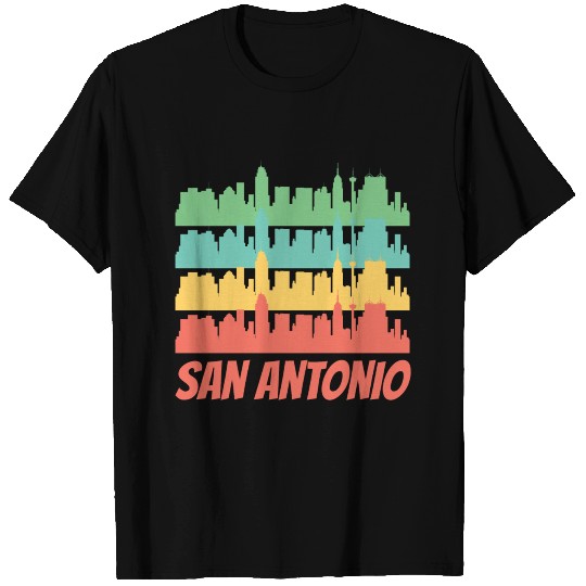 Retro San Antonio TX Skyline Pop Art T Shirts