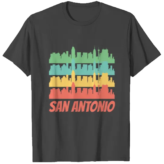 Retro San Antonio TX Skyline Pop Art T Shirts
