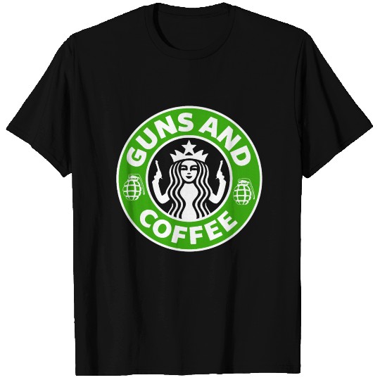Guns and Coffee - Starbucks satire T Shirts