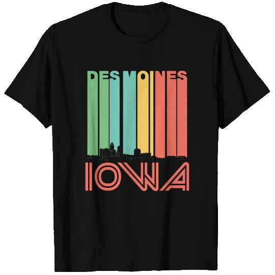 Retro Des Moines Iowa Skyline T Shirts