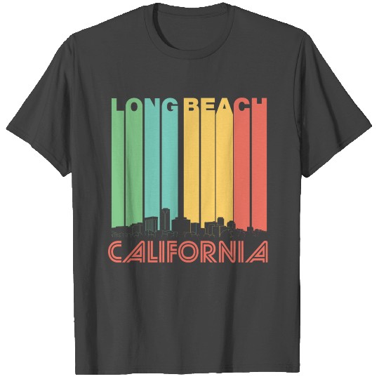 Retro Long Beach California Skyline T Shirts