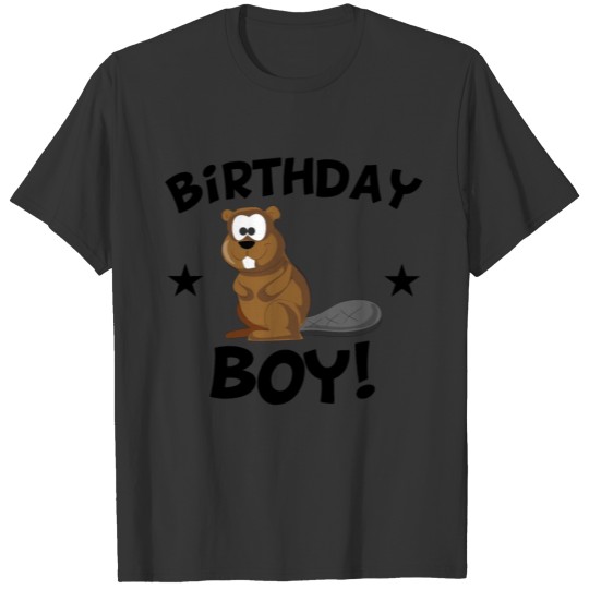 Birthday Boy Cartoon Beaver T-shirt