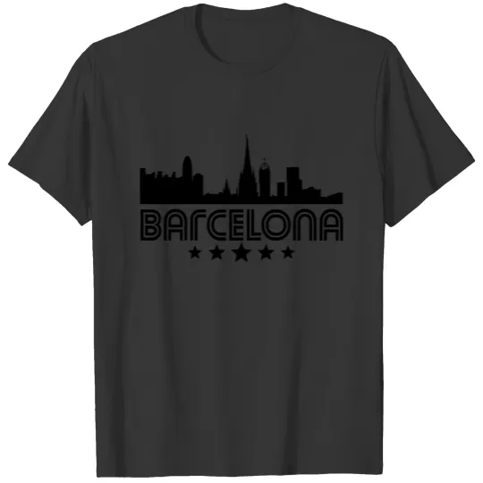 Retro Barcelona Skyline T Shirts