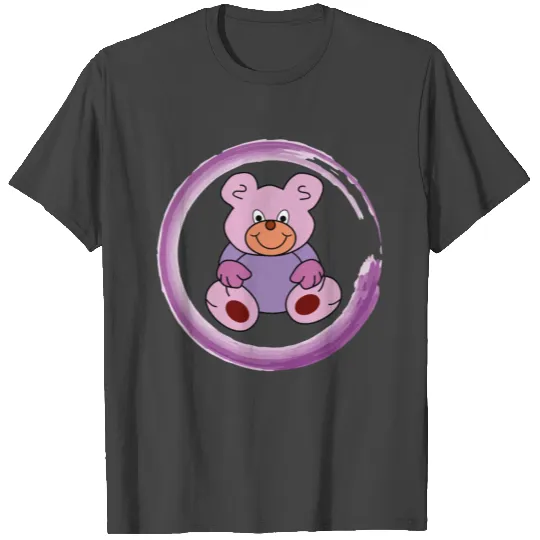 violet teddy bear in painted circle T Shirts