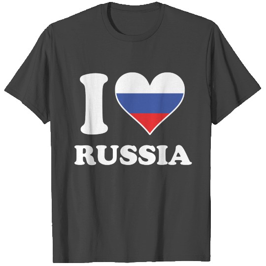 I Love Russia Russian Flag Heart T Shirts